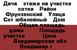 Дача 2 этажа на участке 4 сотки › Район ­ Фрунзенский › Улица ­ Снт юбилейный › Дом ­ 140 › Общая площадь дома ­ 45 › Площадь участка ­ 400 › Цена ­ 550 000 - Владимирская обл., Владимир г. Недвижимость » Дома, коттеджи, дачи продажа   